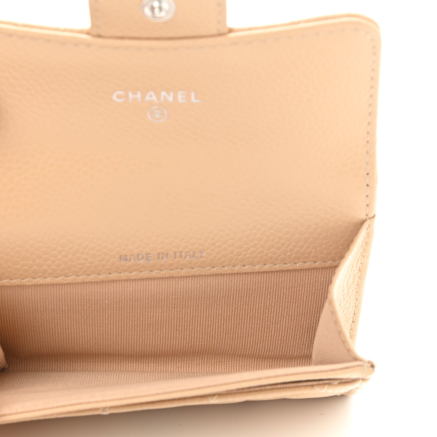 Chanel Caviar Quilted Flap Card Holder Wallet Beige 5 of 9