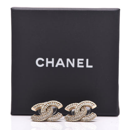 Chanel Crystal Timeless CC Earrings Light Gold 5 of 5