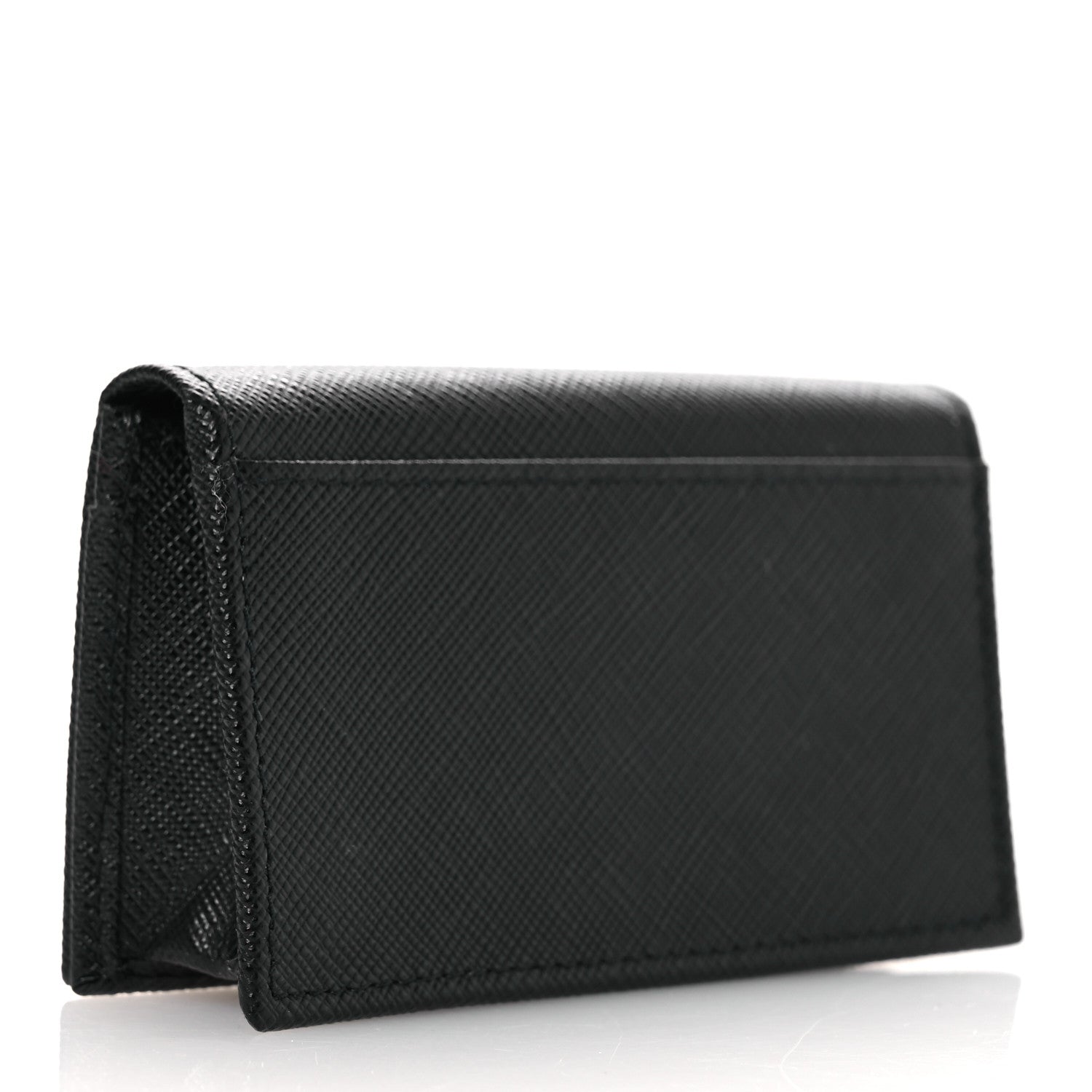 Prada Saffiano Metal Flap Card Holder Black 3 of 7