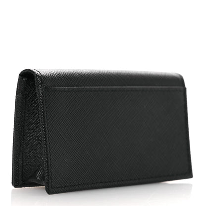 Prada Saffiano Metal Flap Card Holder Black 3 of 7