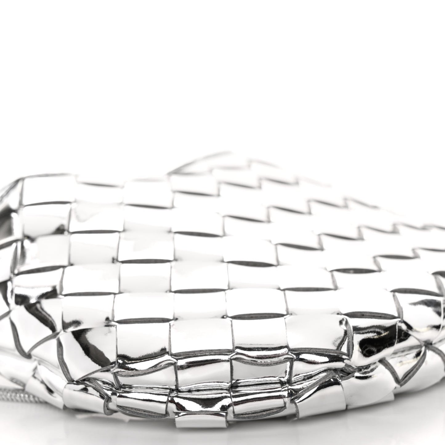 Mirror Laminated Nappa Intrecciato Mini Sardine Bag Silver