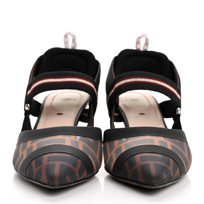 Fendi Technical Mesh FF Colibri 55mm Slingback Pumps 36 Tobacco Moro 3 of 15