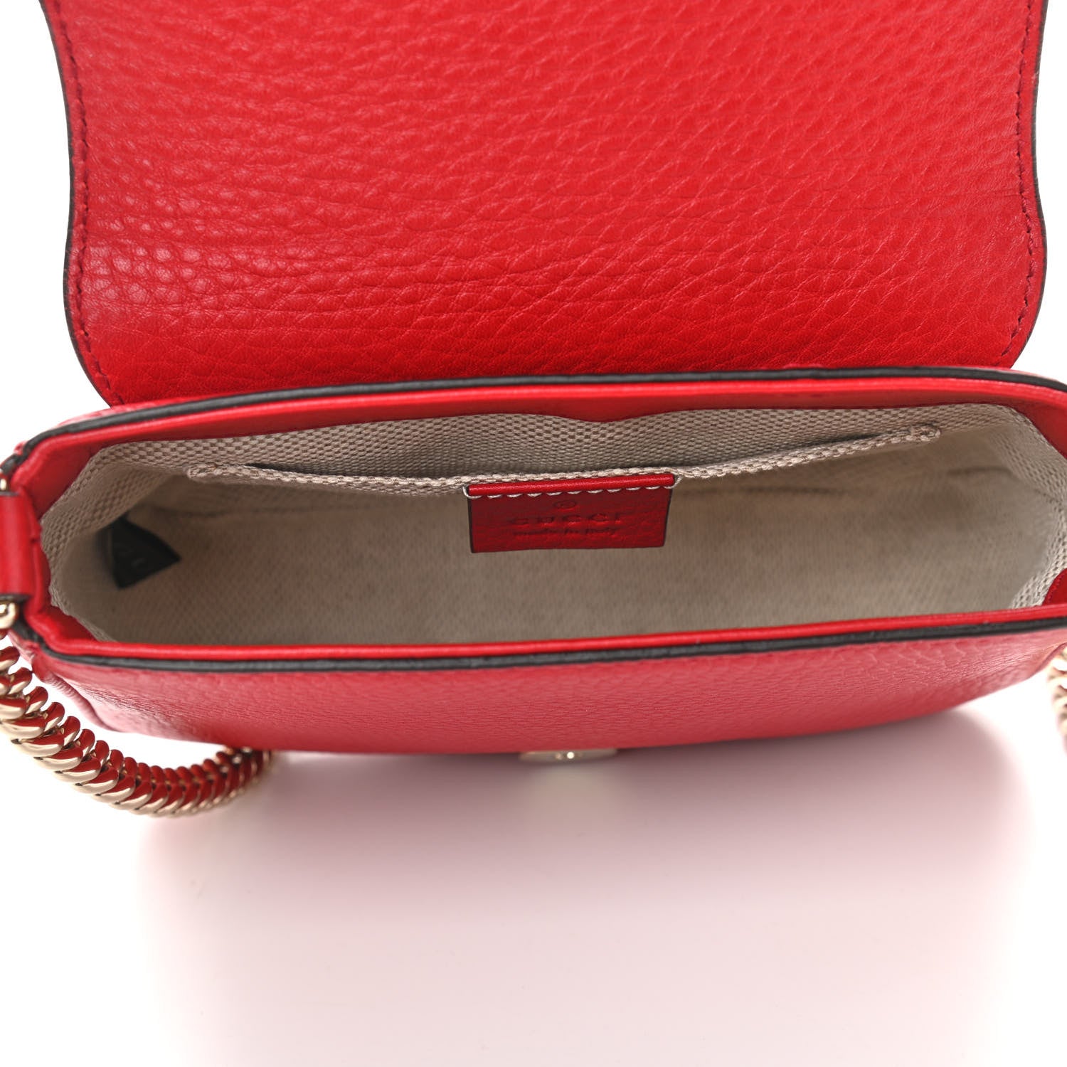 Gucci Pebbled Calfskin Small Soho Flap Crossbody Red 5 of 10