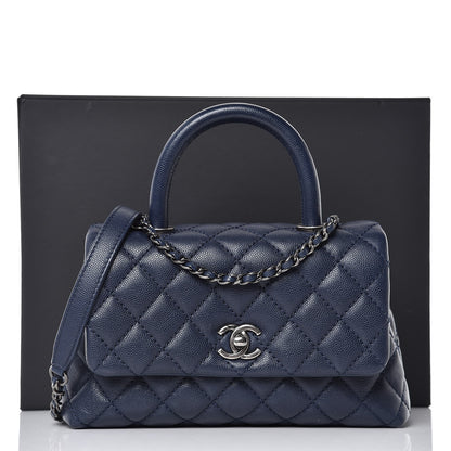 Chanel Caviar Quilted Mini Coco Handle Flap Navy Blue 9 of 9