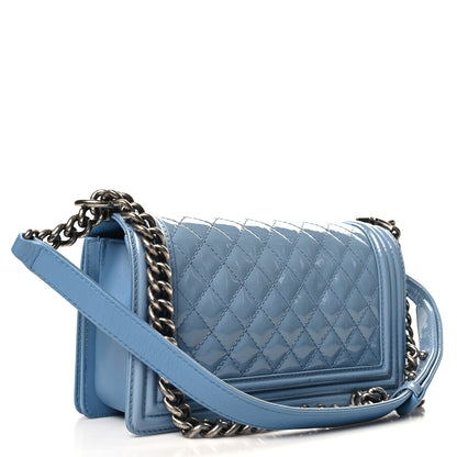Chanel Patent Calfskin Medium Plexiglass Boy Flap Light Blue 3 of 10