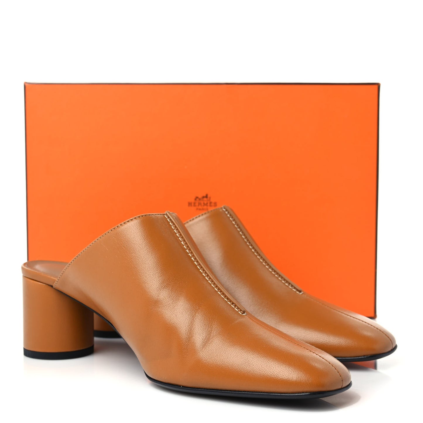 Calfskin Detail Mules 40 Beige Dore