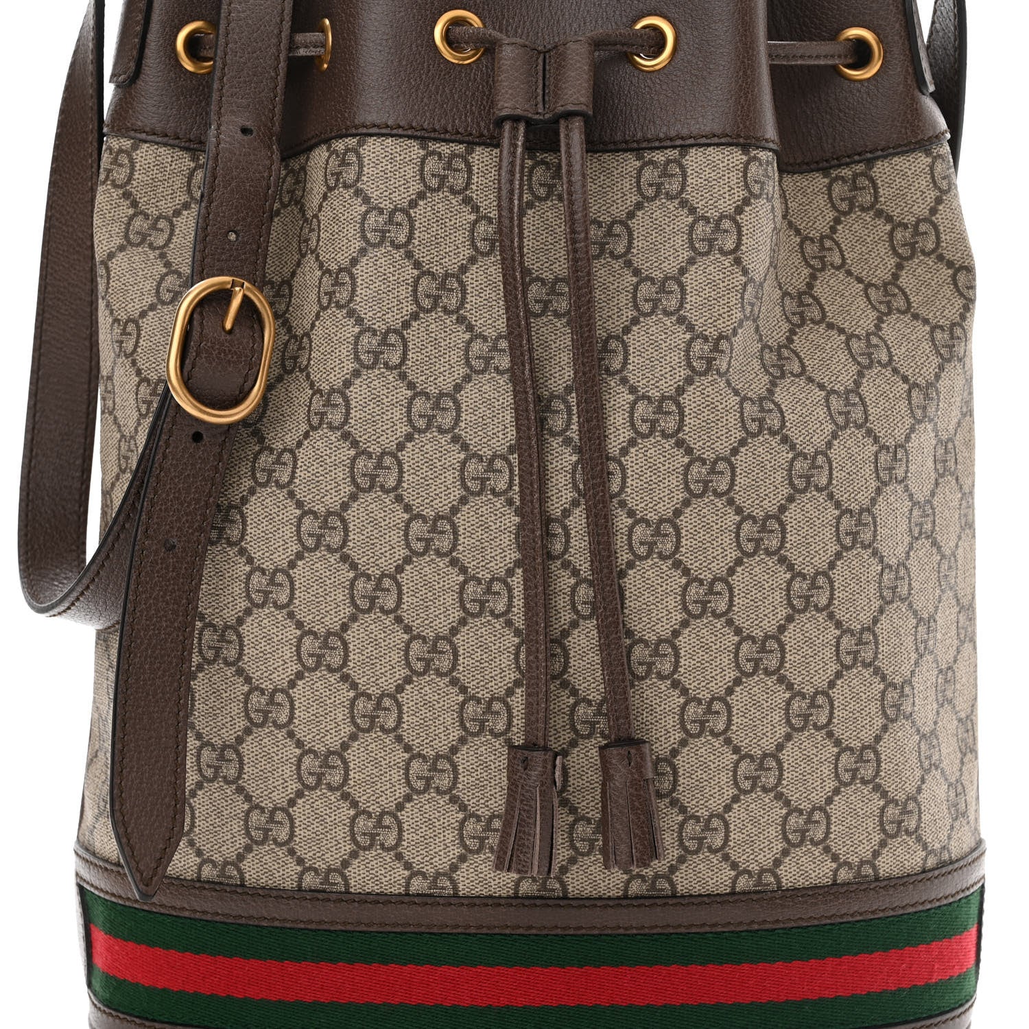 Gucci GG Supreme Monogram Web Ophidia Bucket Bag Brown 8 of 10