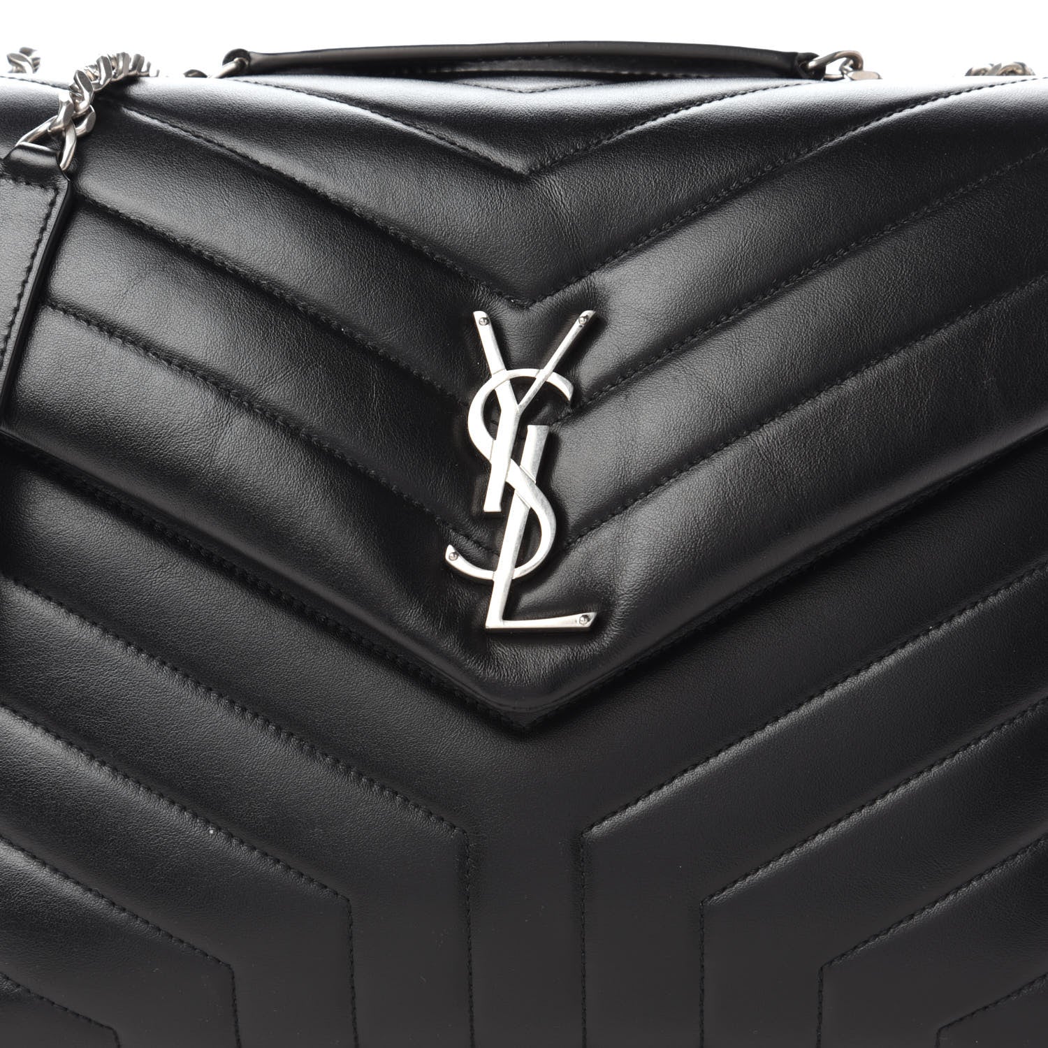 Saint Laurent Calfskin Y Quilted Monogram Medium Loulou Chain Satchel Black 9 of 9