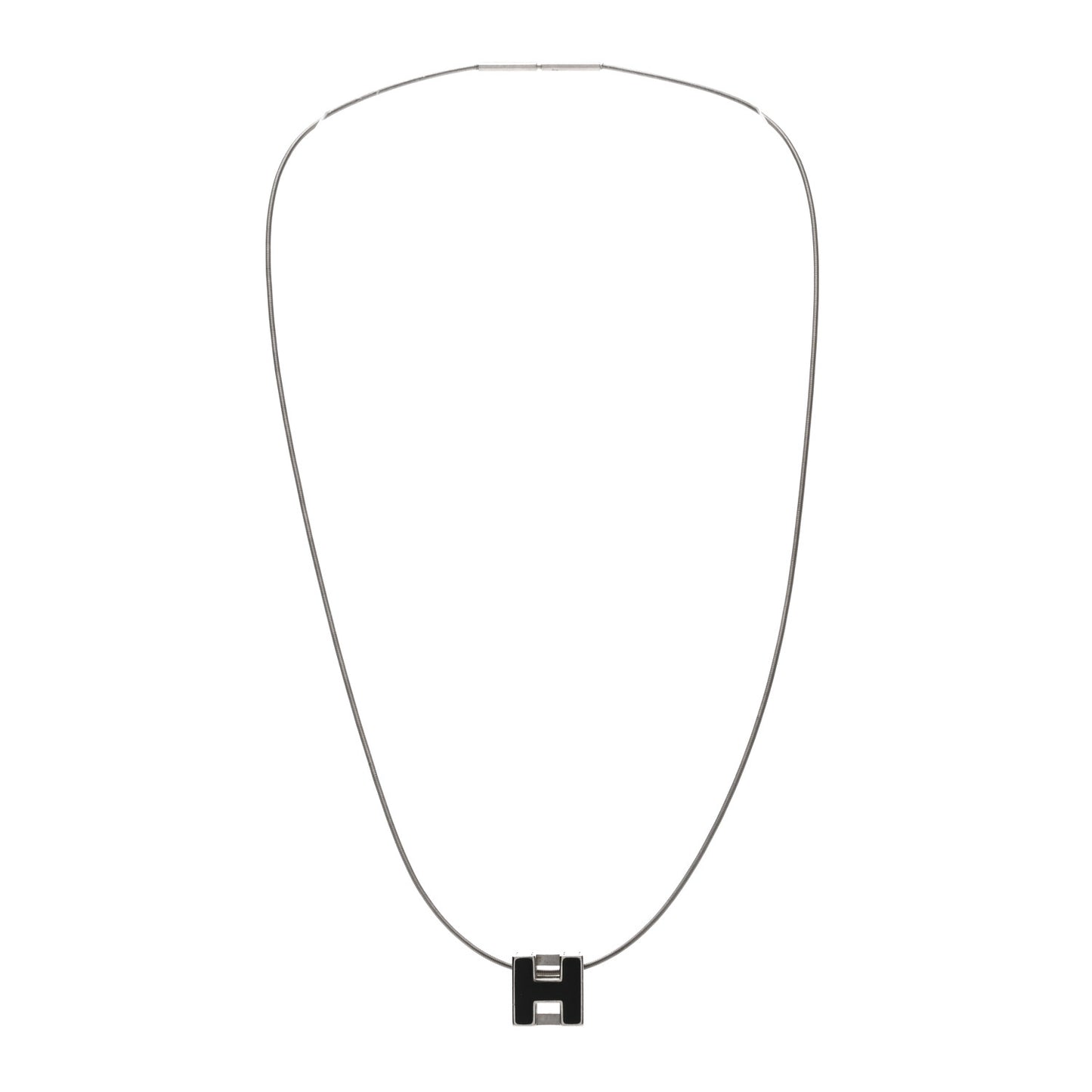 Palladium Laquered Cage d'H Necklace Black