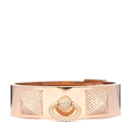Hermes 18K Rose Gold Diamond MM Collier De Chien Semi Pave Bracelet SH 1 of 5