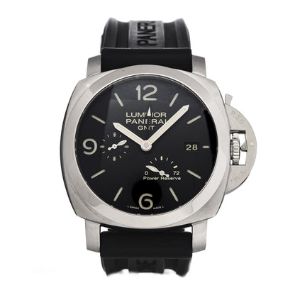 Panerai Stainless Steel Rubber 44mm Luminor 1950 3 Day Power Reserve GMT Automatic Watch Black PAM00321 1 of 8