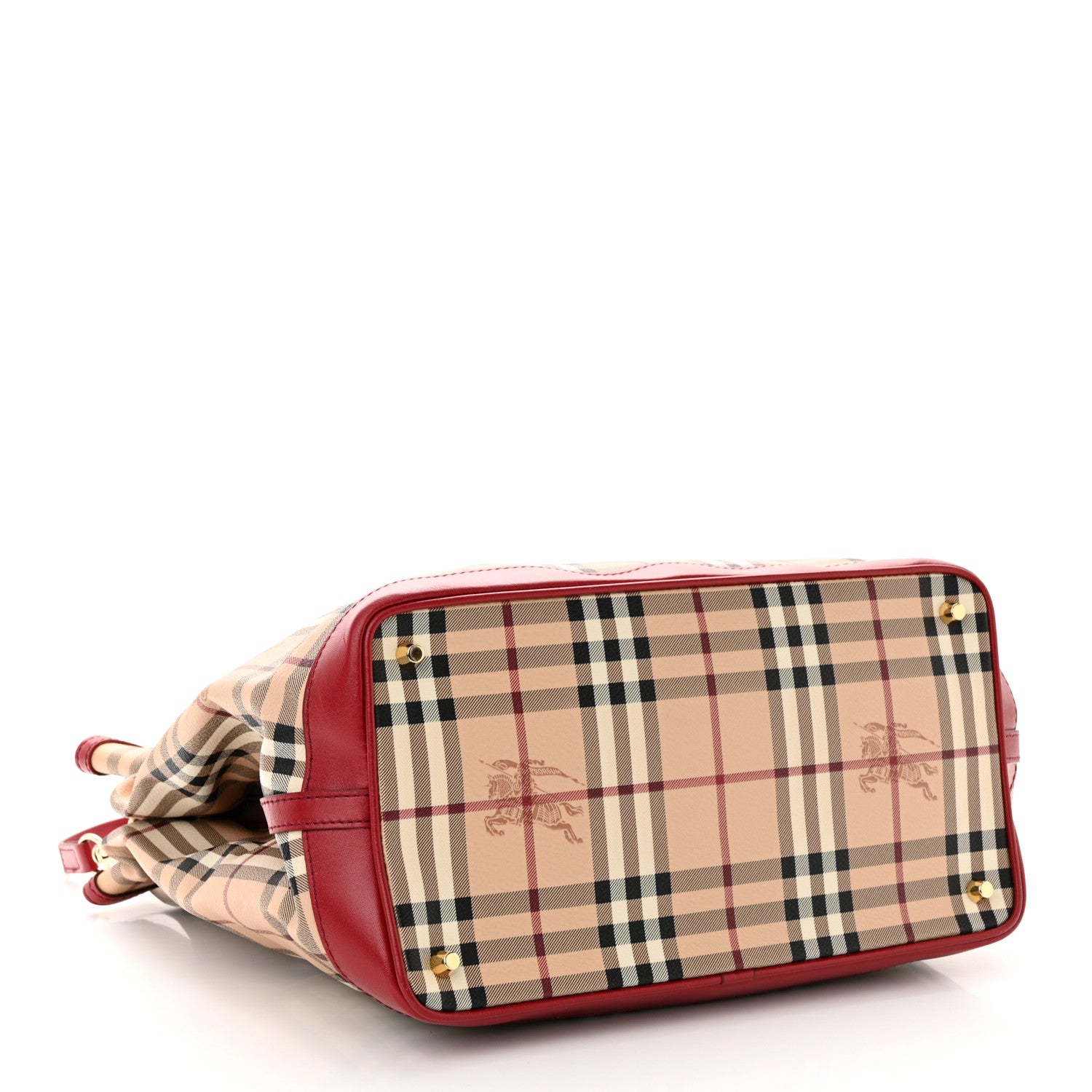 Burberry Haymarket Check Medium Golderton Tote Military Red 4 of 12