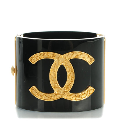 Chanel Resin CC Cuff Black Gold 1 of 5