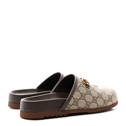 Gucci GG Supreme Monogram Miro Soft Calfskin Mens Horsebit Slippers 6 Beige Ebony New Acero 4 of 9