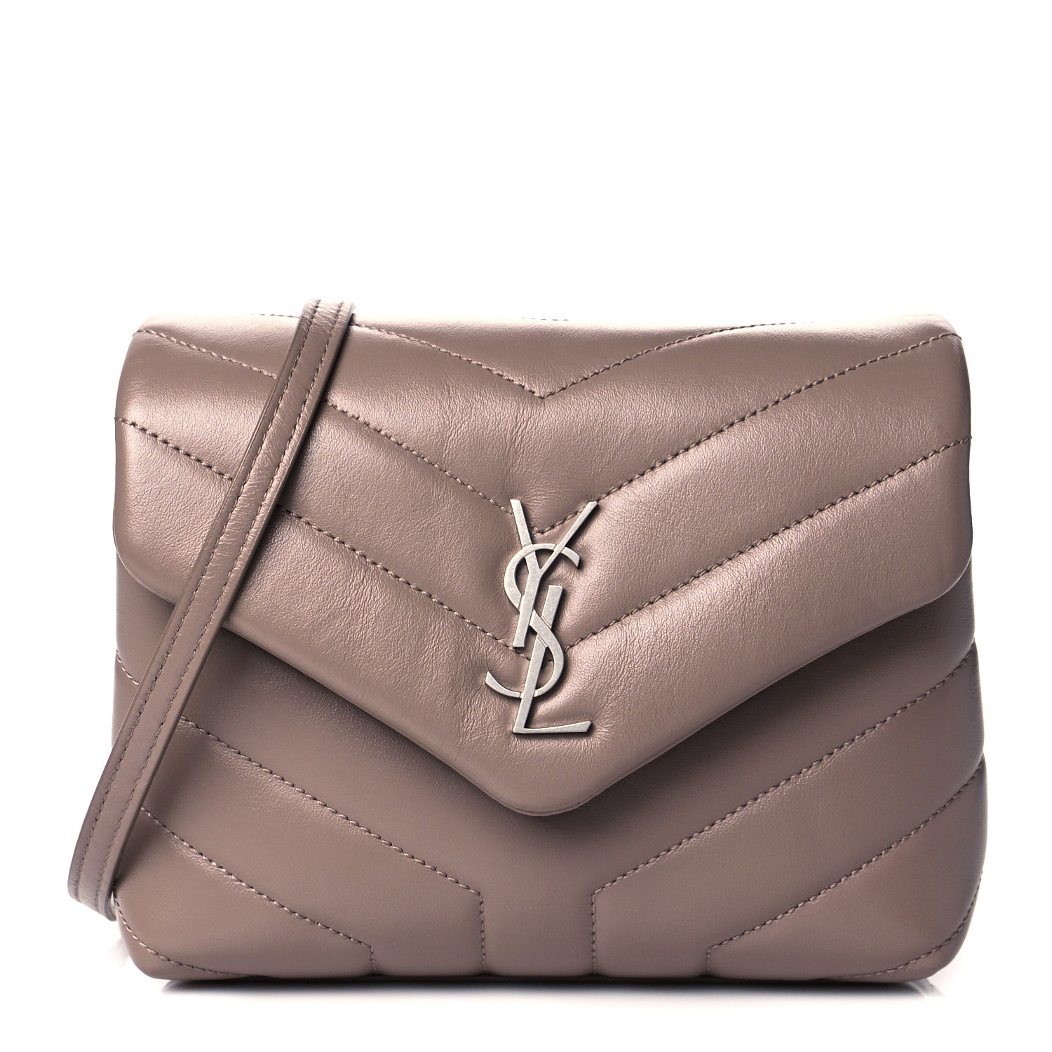 Saint Laurent Calfskin Y Quilted Monogram Toy Loulou Satchel Dusty Grey 1 of 10