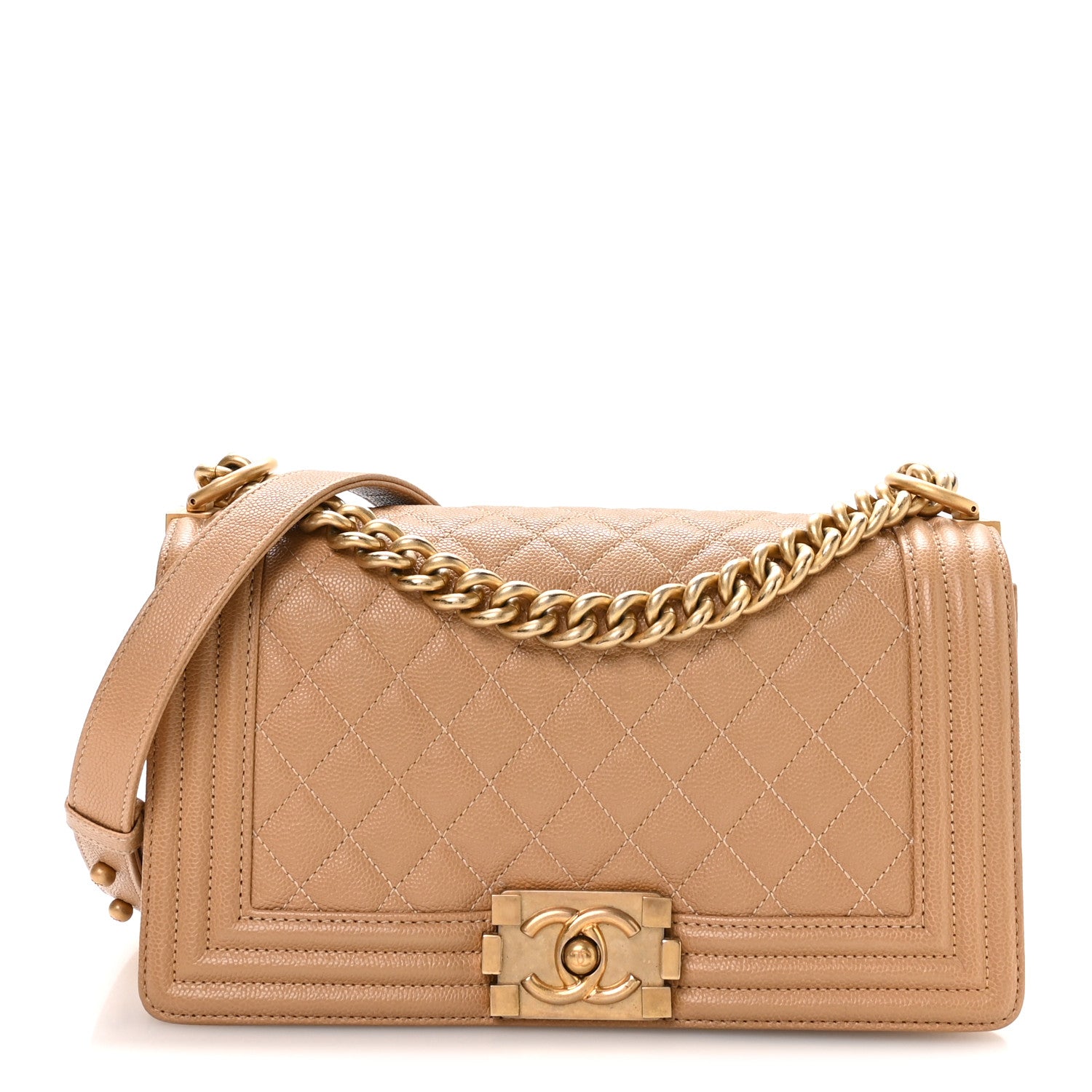 Chanel Caviar Quilted Medium Boy Flap Beige 1 of 10