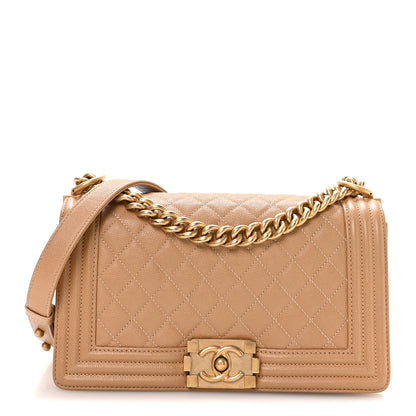 Chanel Caviar Quilted Medium Boy Flap Beige 1 of 10