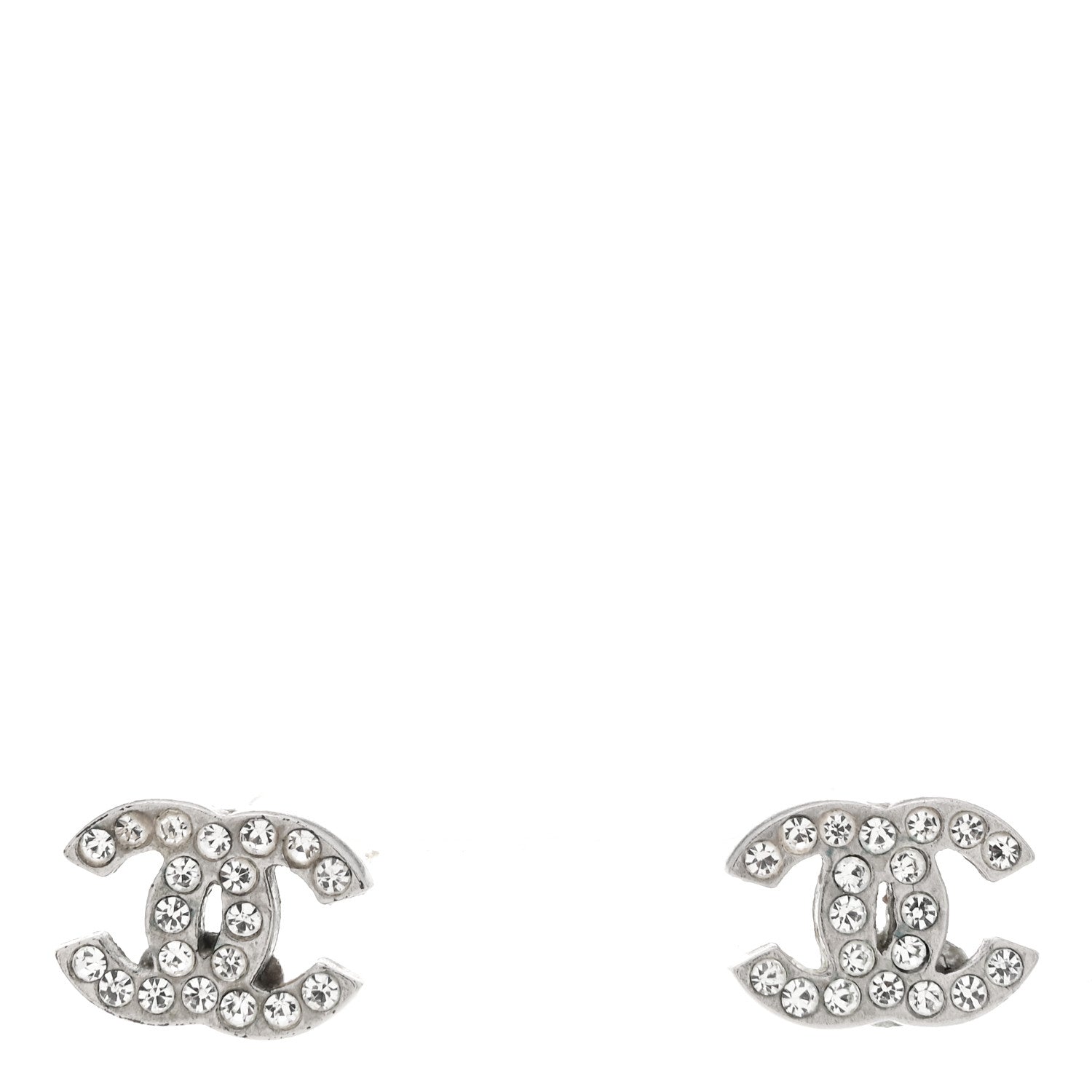 Chanel Crystal Mini CC Earrings Silver 1 of 6