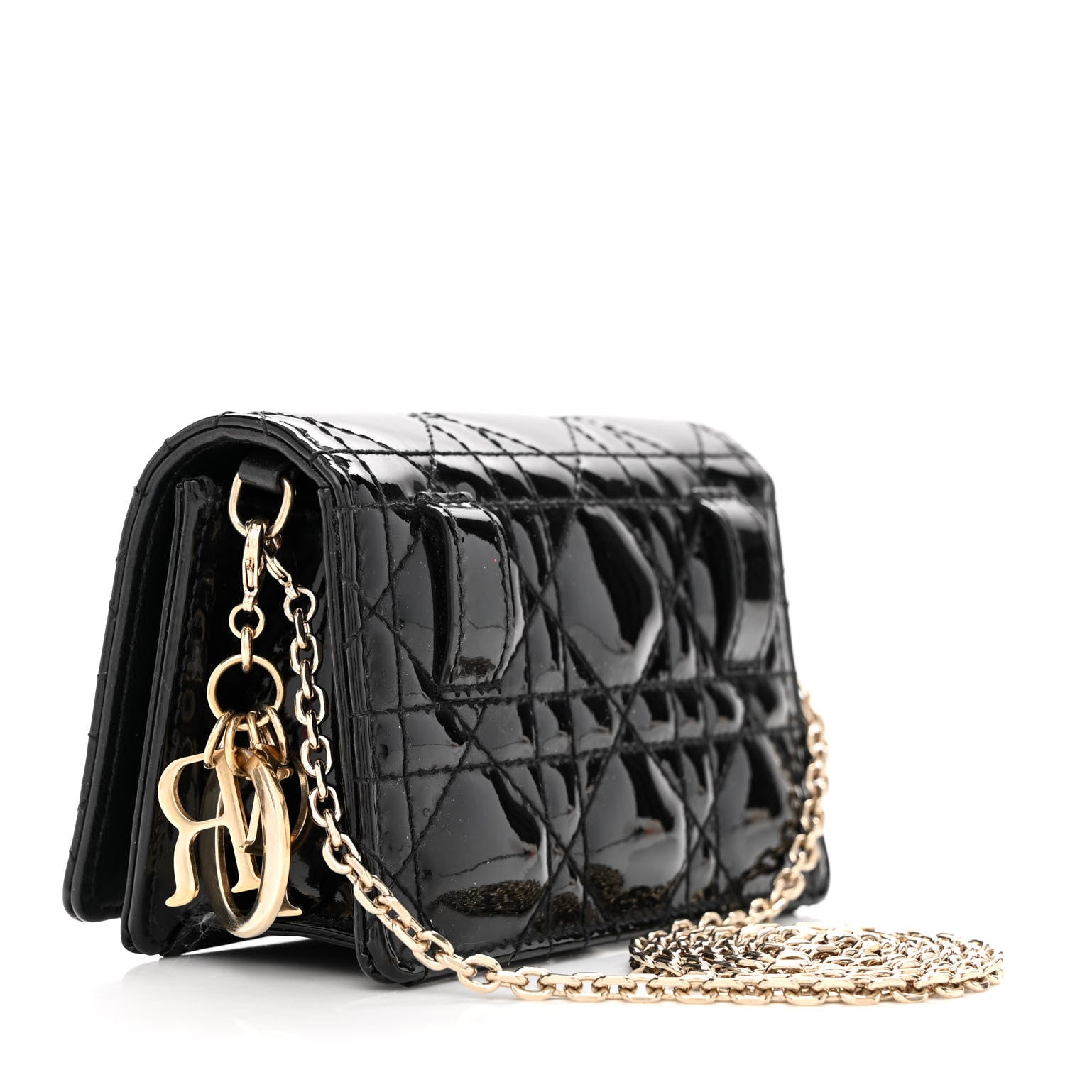Christian Dior Patent Cannage Nano Lady Dior Pouch Black 3 of 13