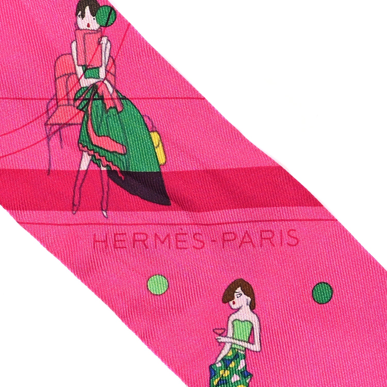 Hermes Silk Ex-Libris Les Parisie Twilly Rose Indien Vert Bleu 3 of 6