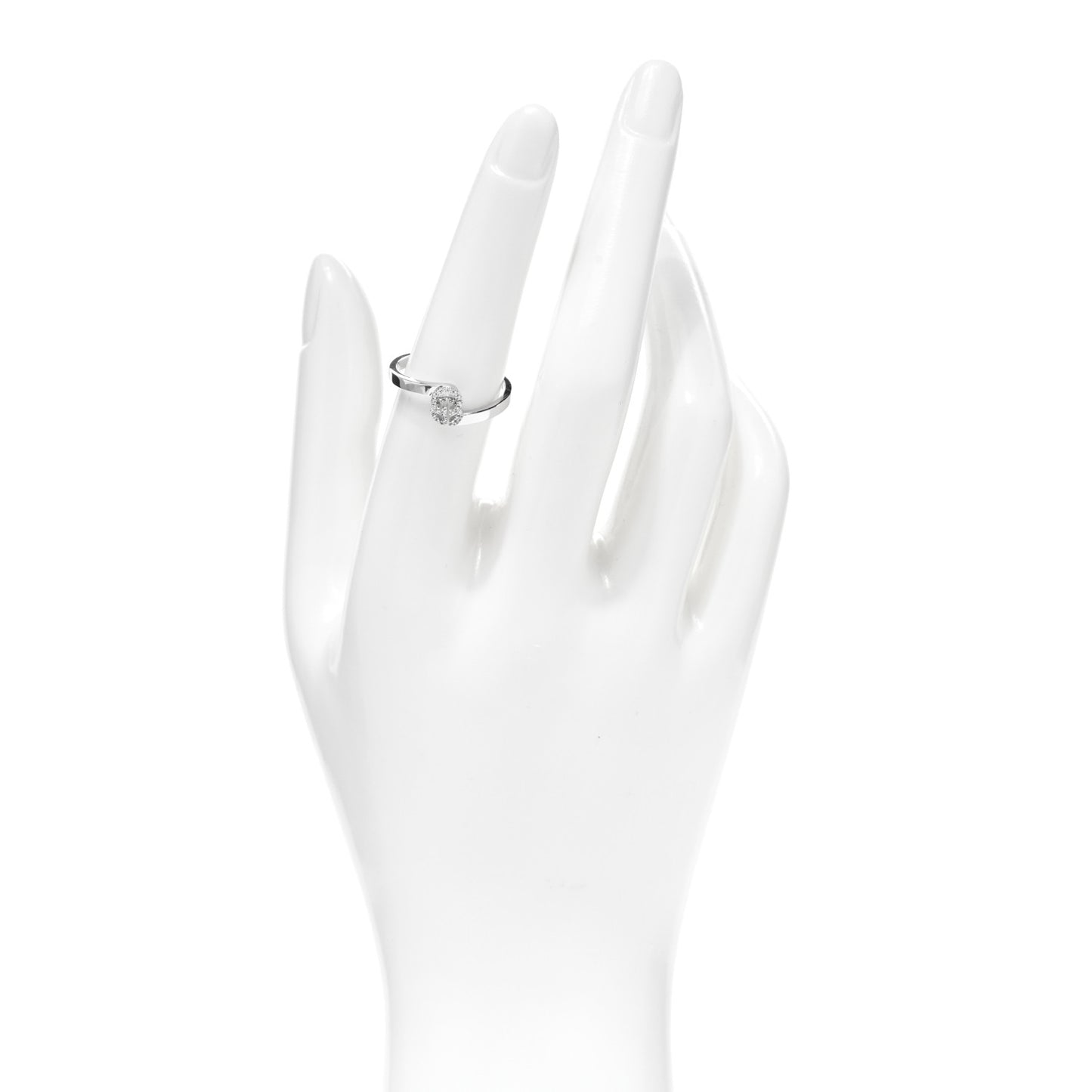 18K White Gold Diamond Running G Ring 54 6.75