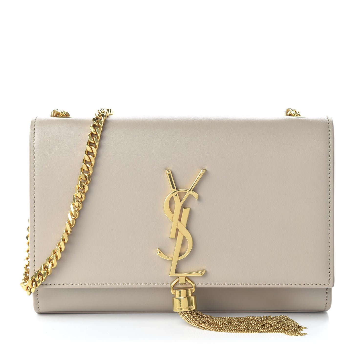 Calfskin Small Classic Monogram Kate Tassel Satchel Dark Beige