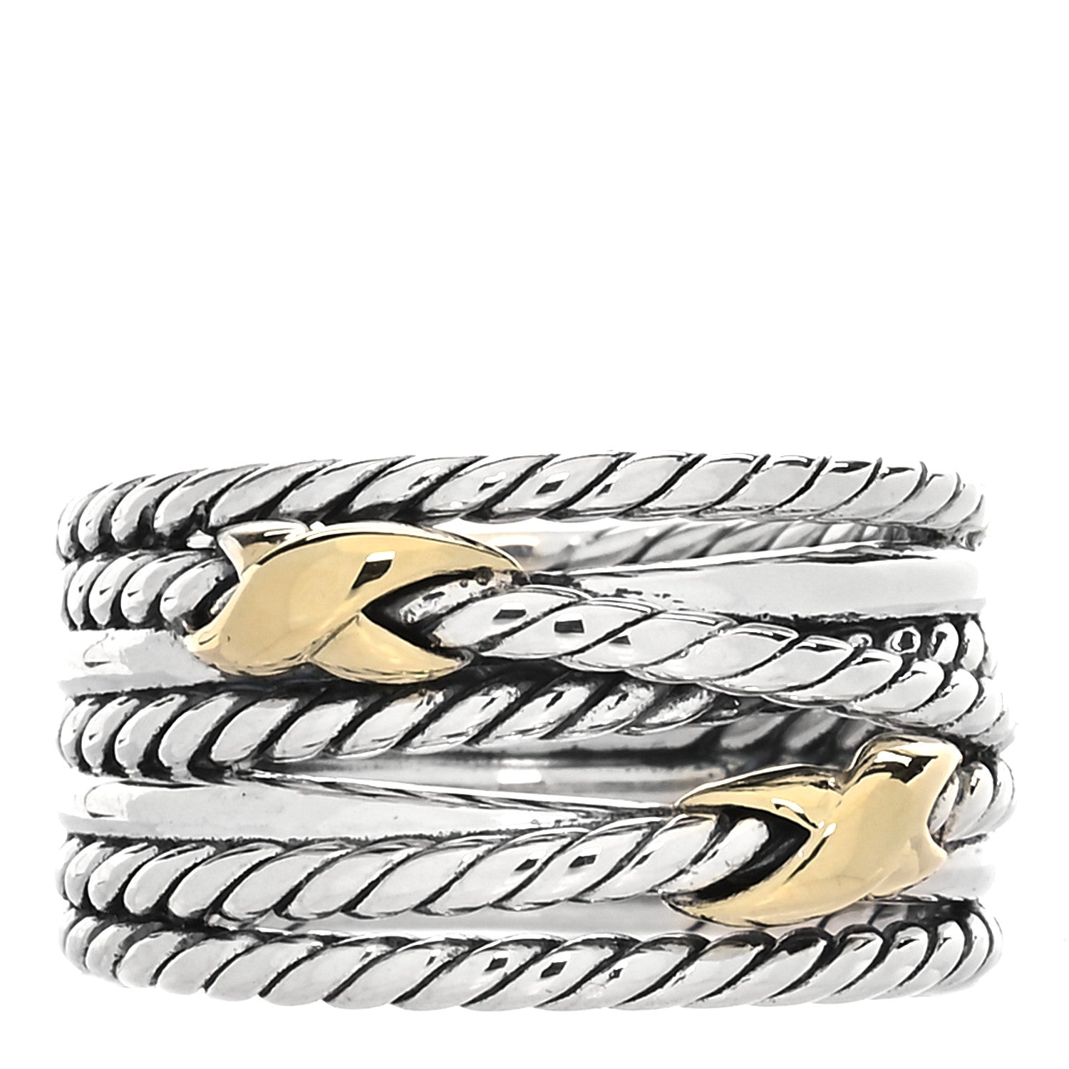David Yurman Sterling Silver 18K Yellow Gold Double X Crossover Ring 57 8 1 of 4