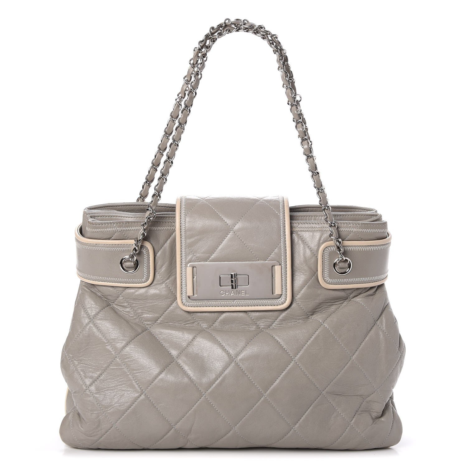 Chanel Lambskin Quilted Mademoiselle Accordion Tote Grey 1 of 10