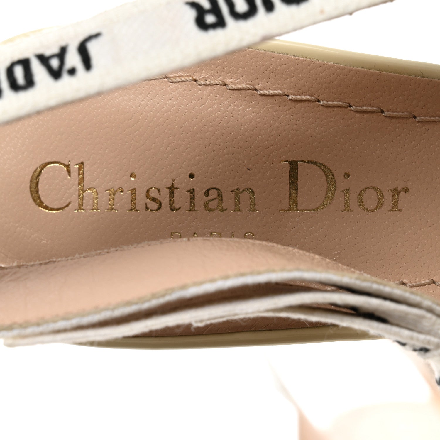 Christian Dior Patent Ribbon J'Adior Slingback 65mm Pumps 37.5 Off White 7 of 10