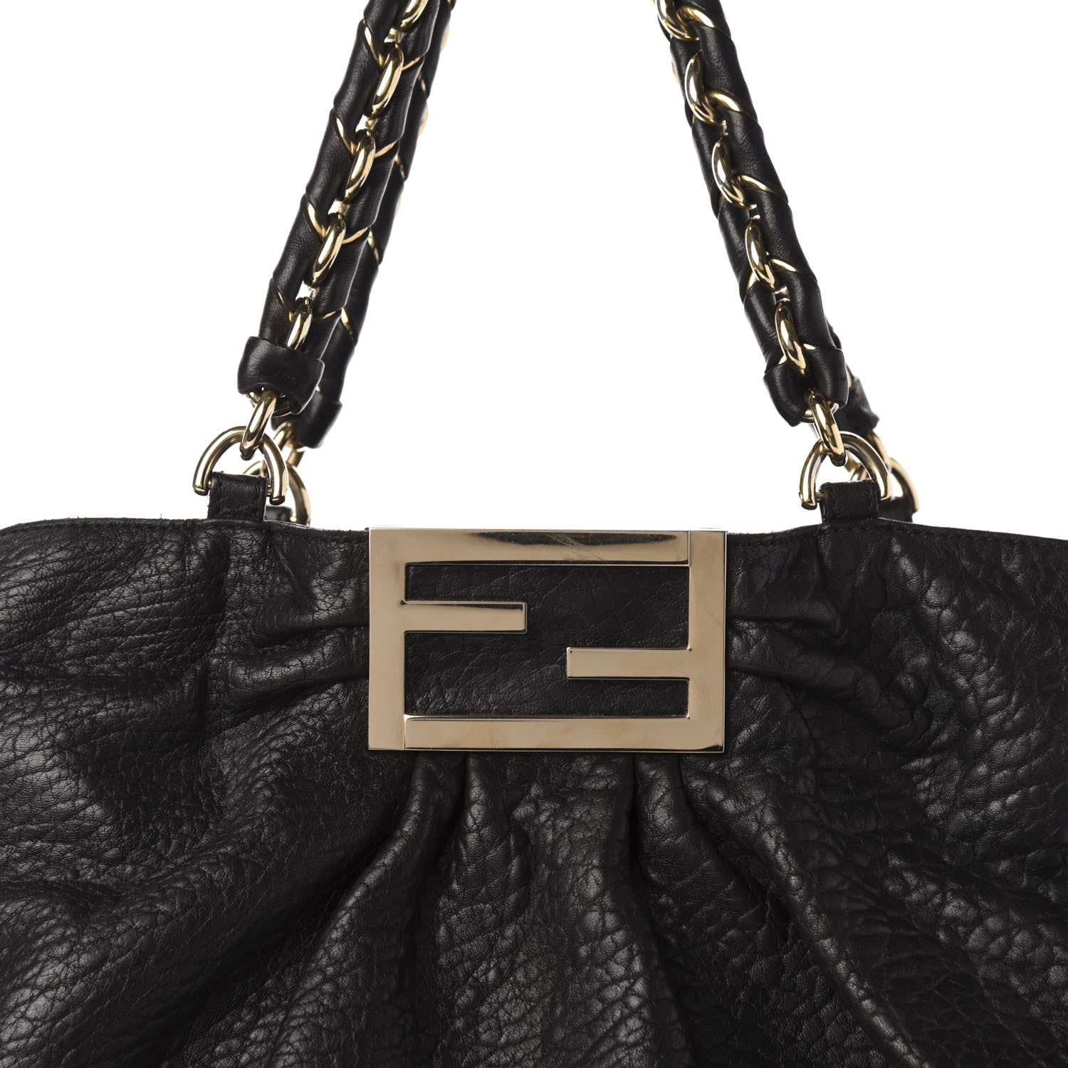 Fendi Crinkled Lambskin Mia Tote Black 11 of 11