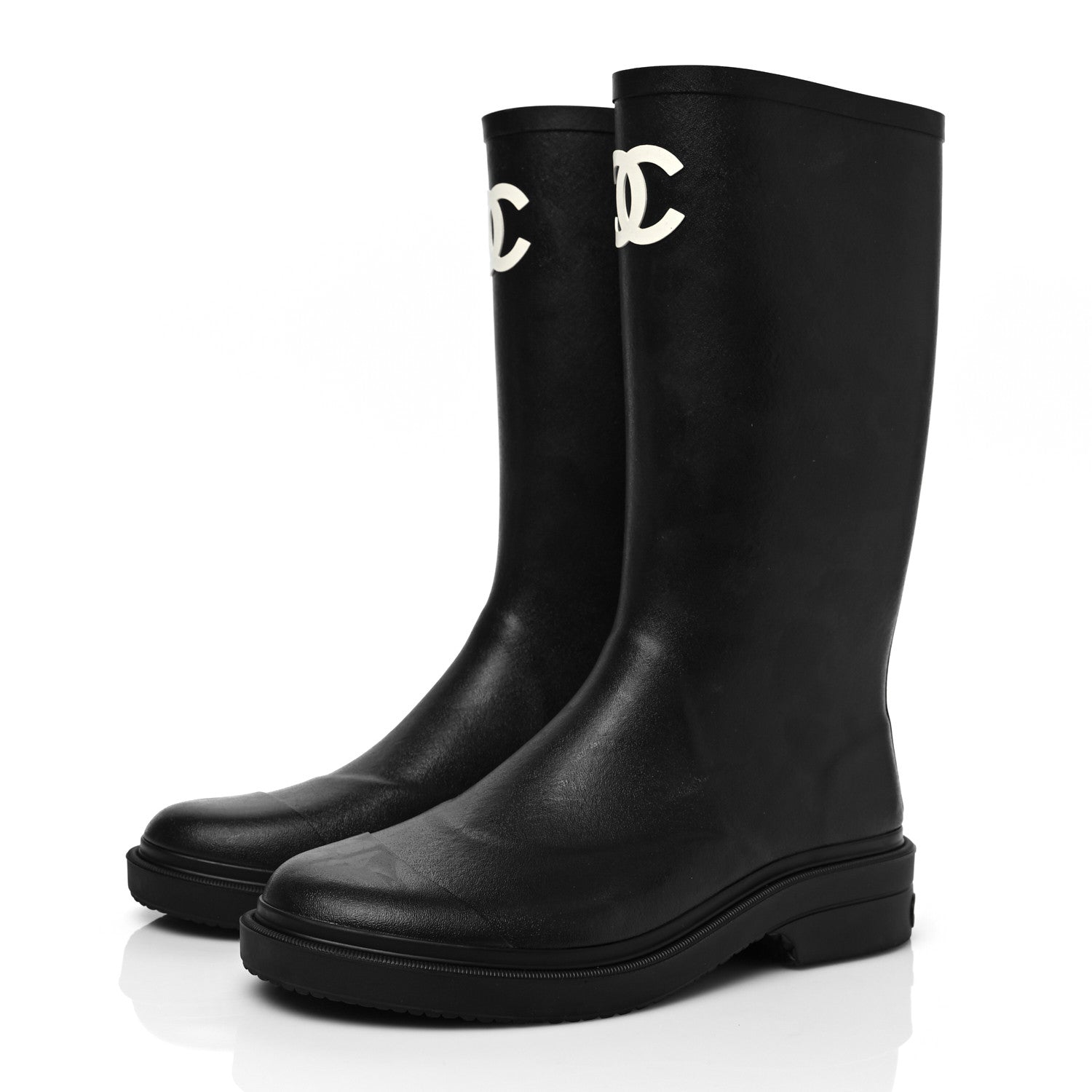 Chanel Caoutchouk CC High Boots 40 Black 3 of 8