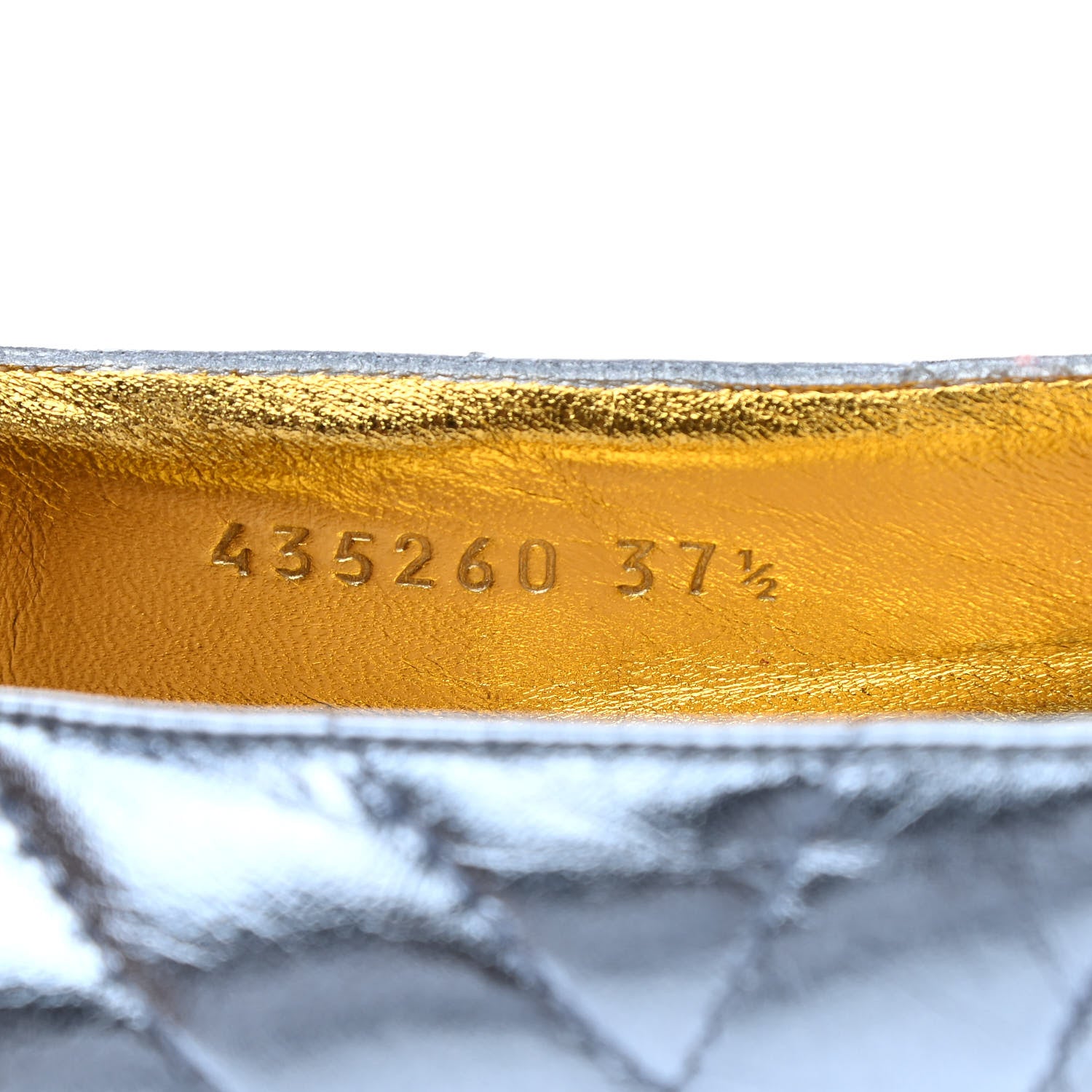 Gucci Metallic Nappa Trapuntata Tiger Head Ballerina Flats 37.5 Cielo 8 of 10