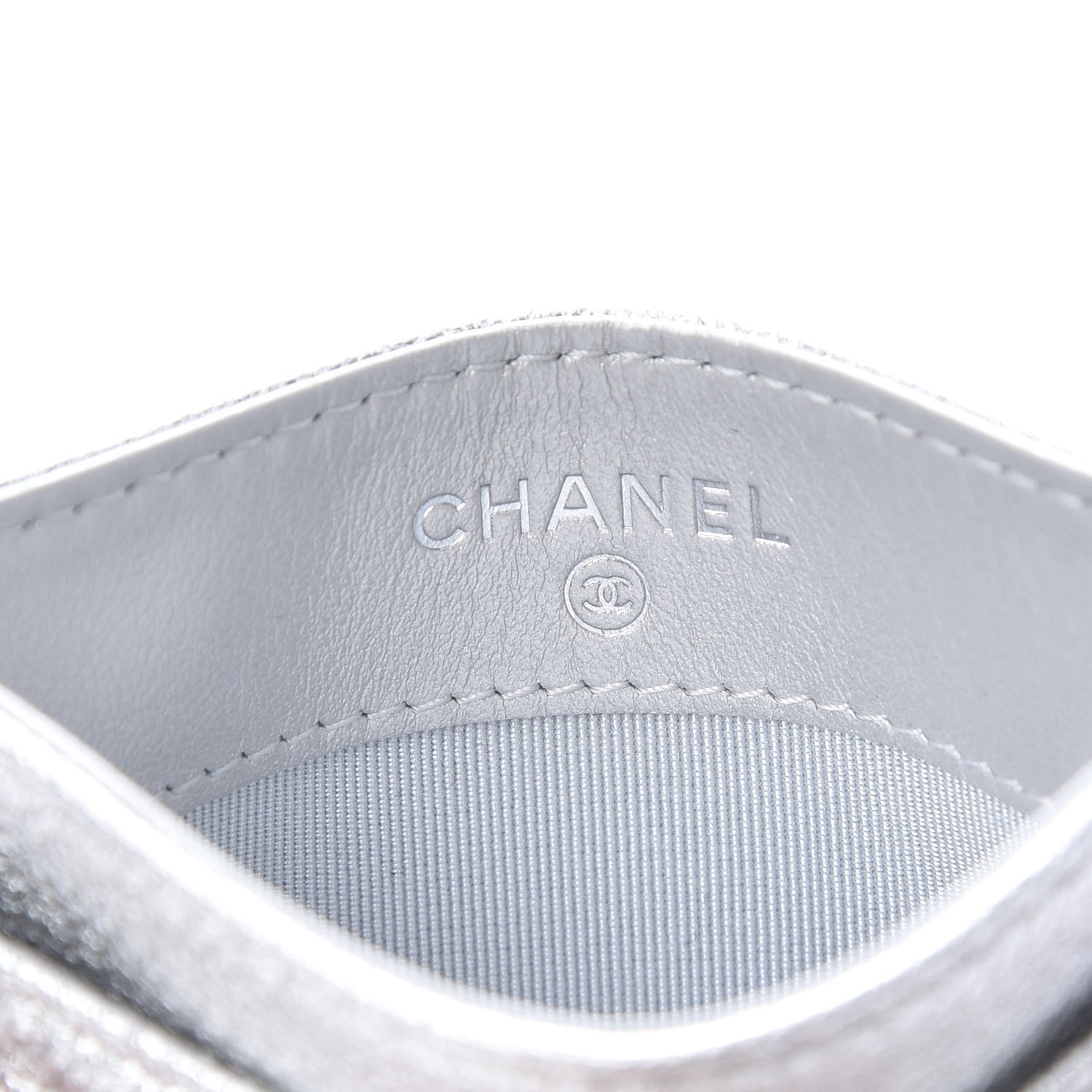 Chanel Metallic Lambskin Quilted Card Holder Silver 6 of 9