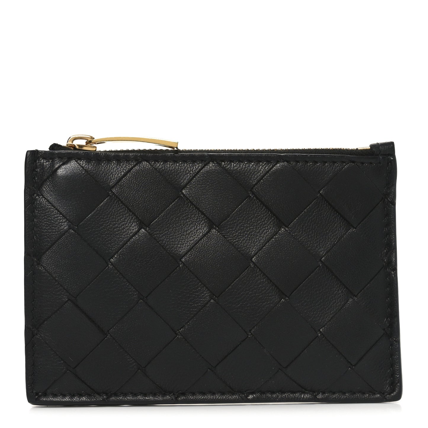 Nappa Intrecciato Key Pouch Zip Card Holder Black