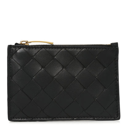 Bottega Veneta Nappa Intrecciato Key Pouch Zip Card Holder Black 1 of 7