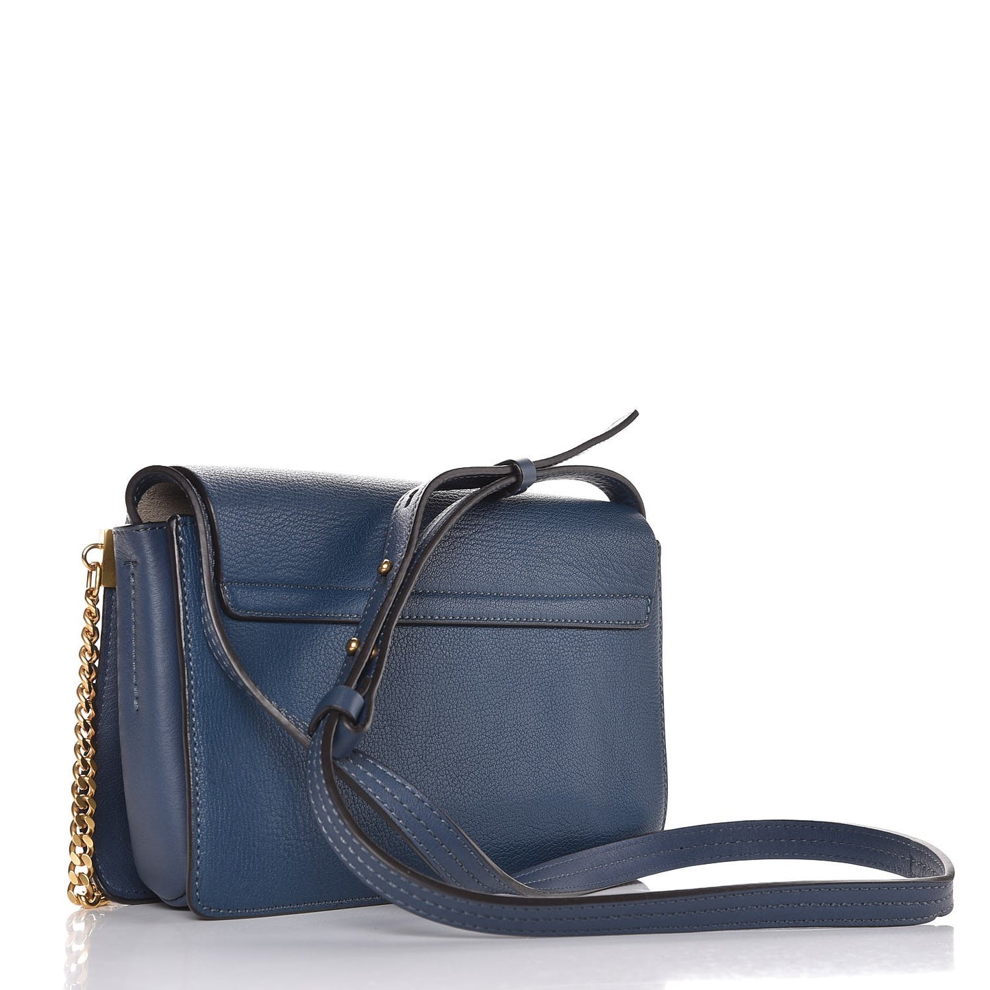 Goatskin Small Faye Shoulder Bag Denim Blue