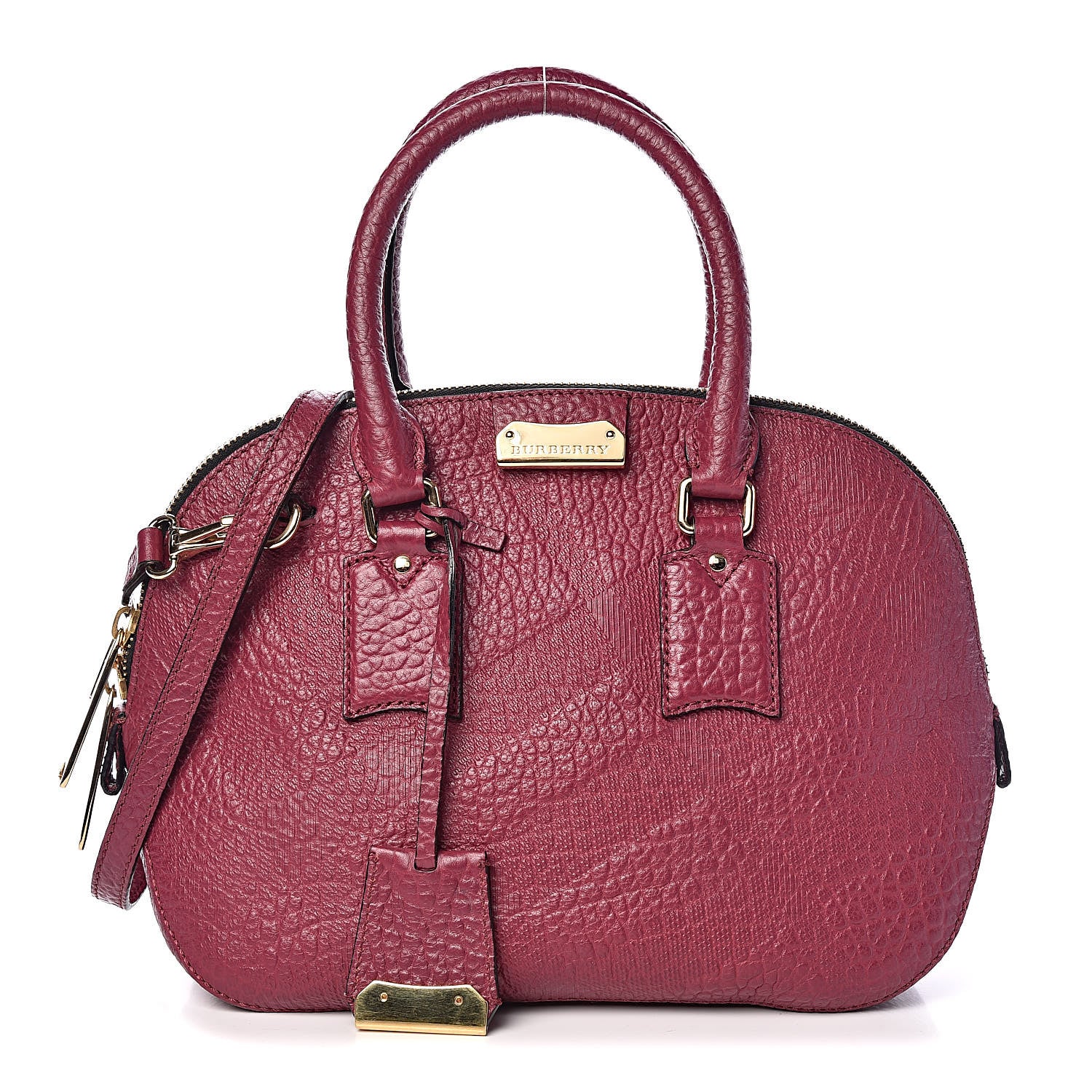 Burberry Heritage Grain Check Embossed Small Orchard Bowling Bag Dark Plum 1 of 11