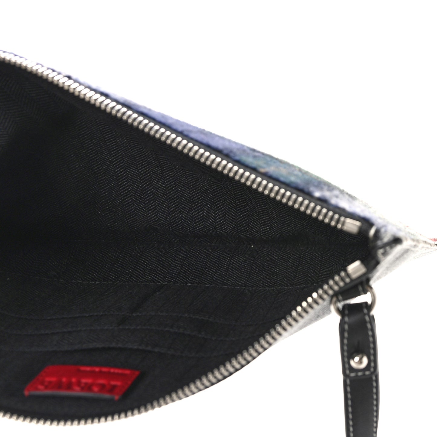 Wool Calfskin Puzzle Flat Pouch Black Multicolor