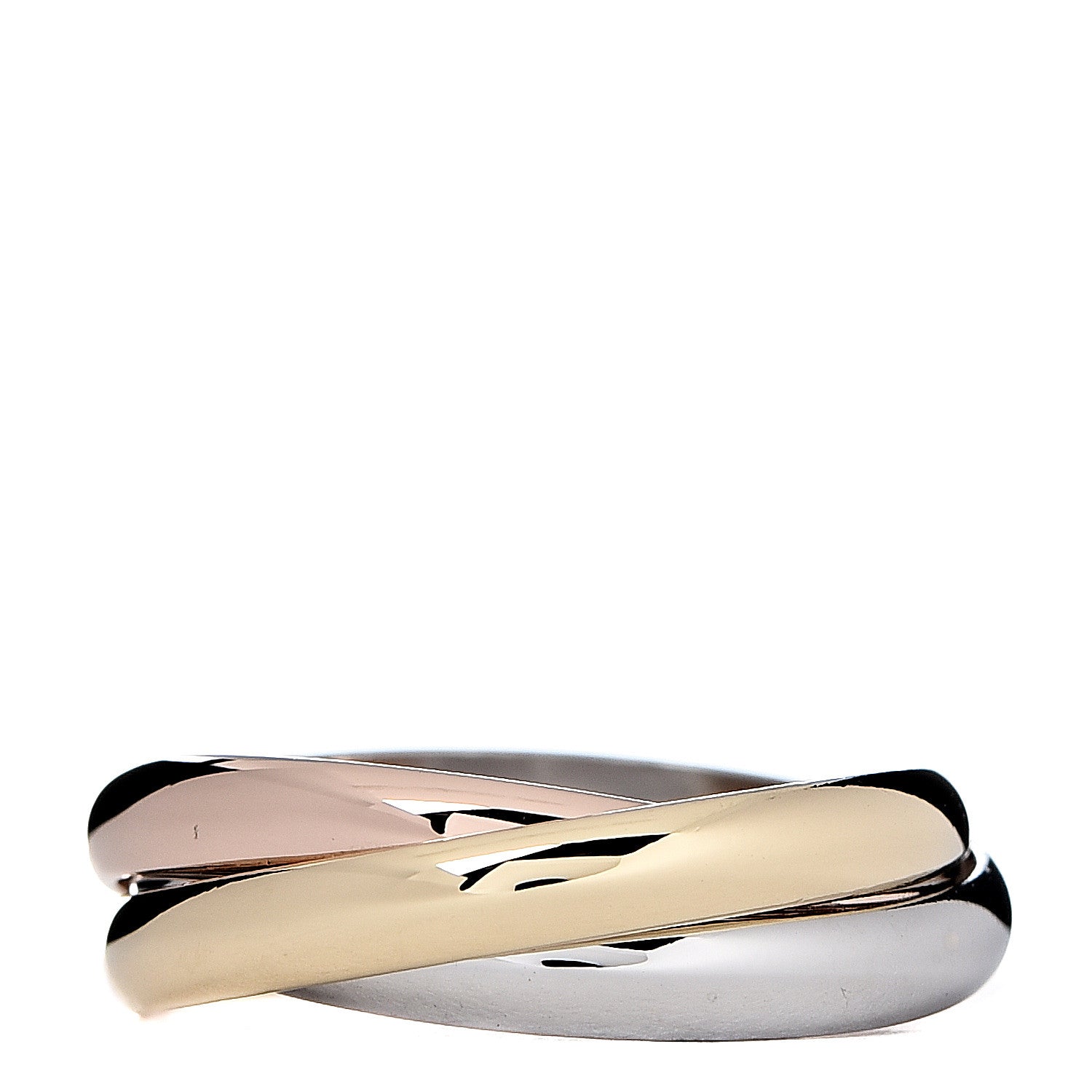 Cartier 18K Pink Yellow White Gold Small Trinity Ring 48 4.5 1 of 5