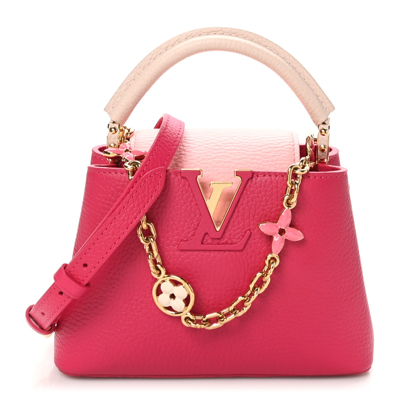 Louis Vuitton Taurillon Flower Chain Capucines Mini Rose Pondicherry 1 of 9