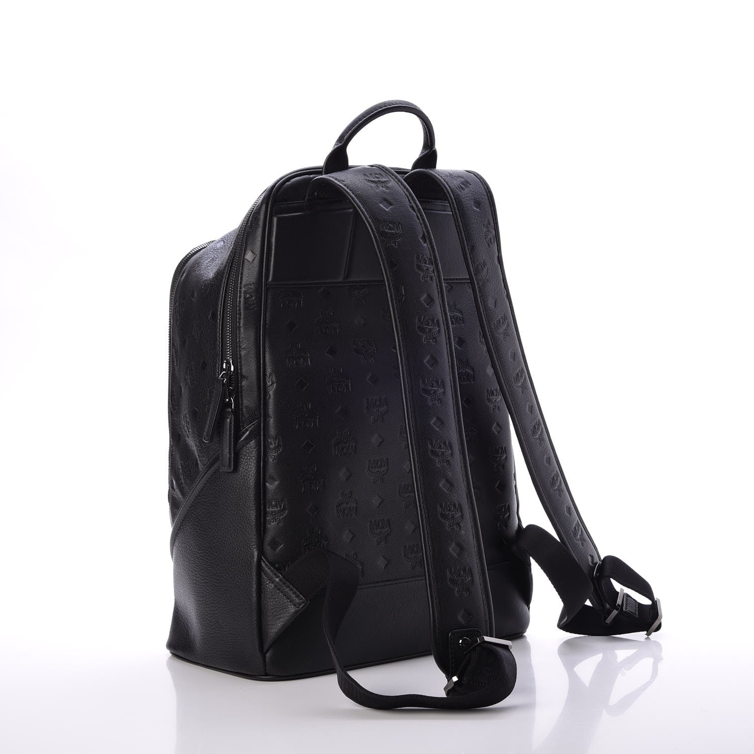 MCM Calfskin Ottomar Monogram Duke Backpack Black 4 of 13