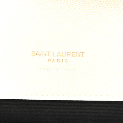 Saint Laurent Grain De Poudre Matelasse Chevron Monogram Envelope Clutch Blanc Vintage 6 of 8