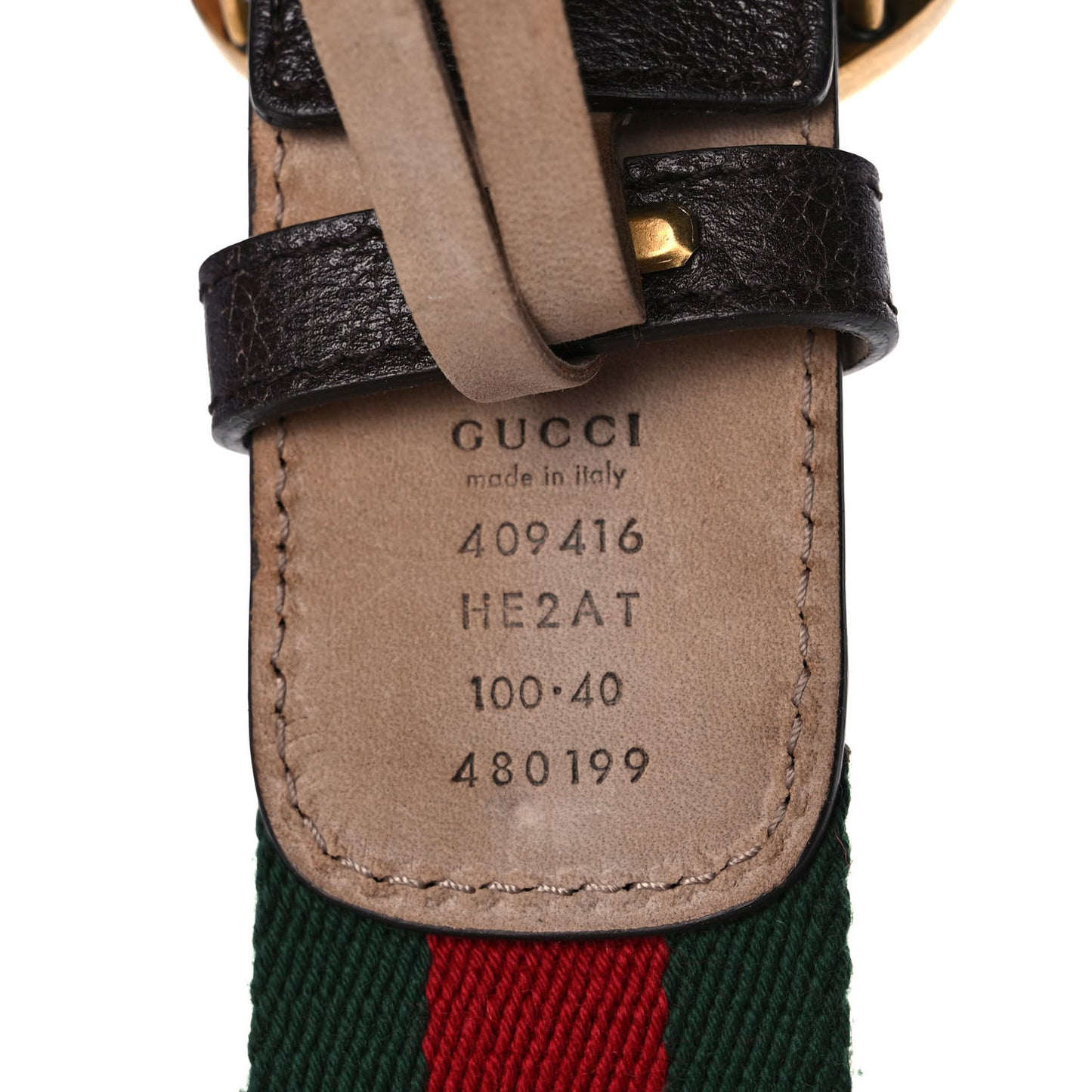 Nylon Textured Calfskin Double G Web 40mm Belt 100 40 Green Red Dark Cocoa