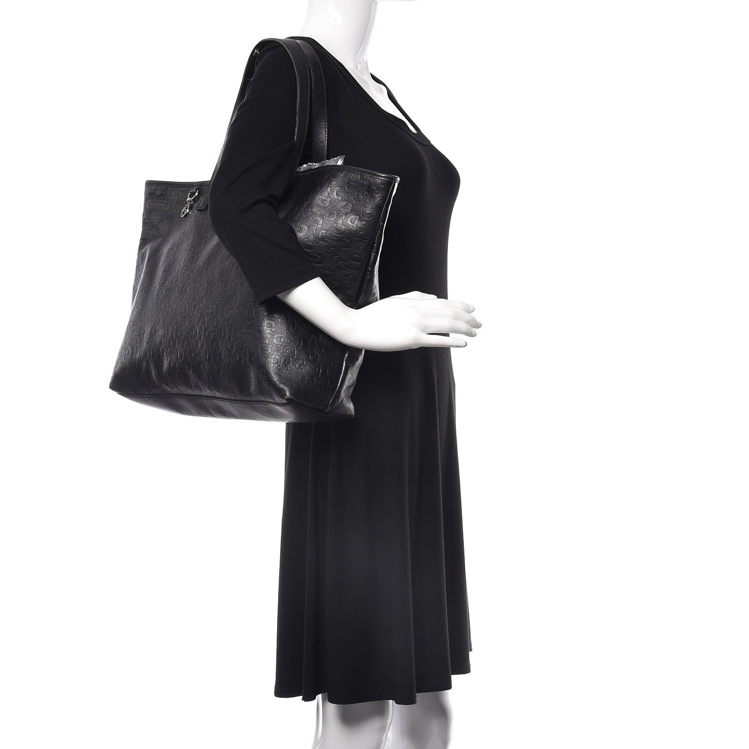 Gucci Calfskin Horsebit Embossed Large Tote Black 2 of 16
