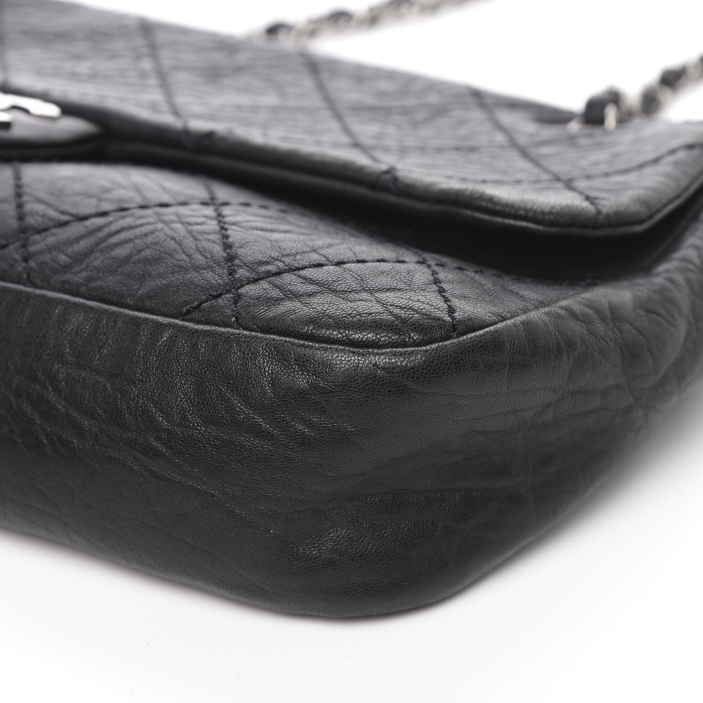 Distressed Lambskin Le Marais Ligne Flap Black