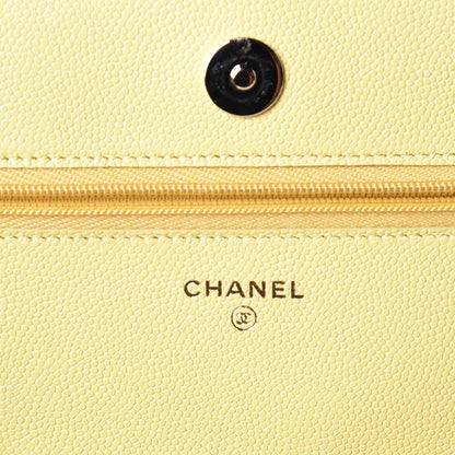 Chanel Caviar Quilted Wallet on Chain WOC Yellow 7 of 11