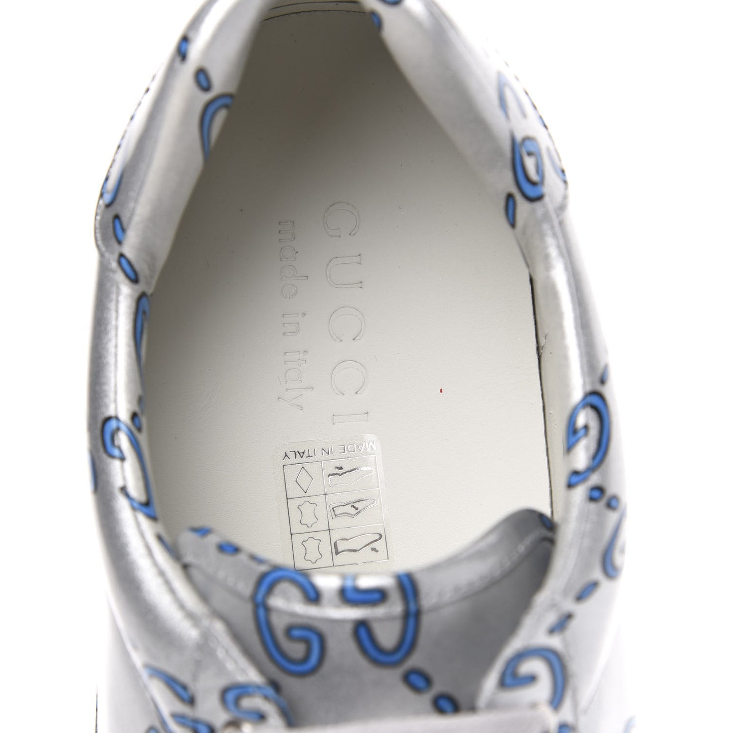 Miro Rubber Wax GucciGhost Print Mens New Ace Sneakers 9 Silver