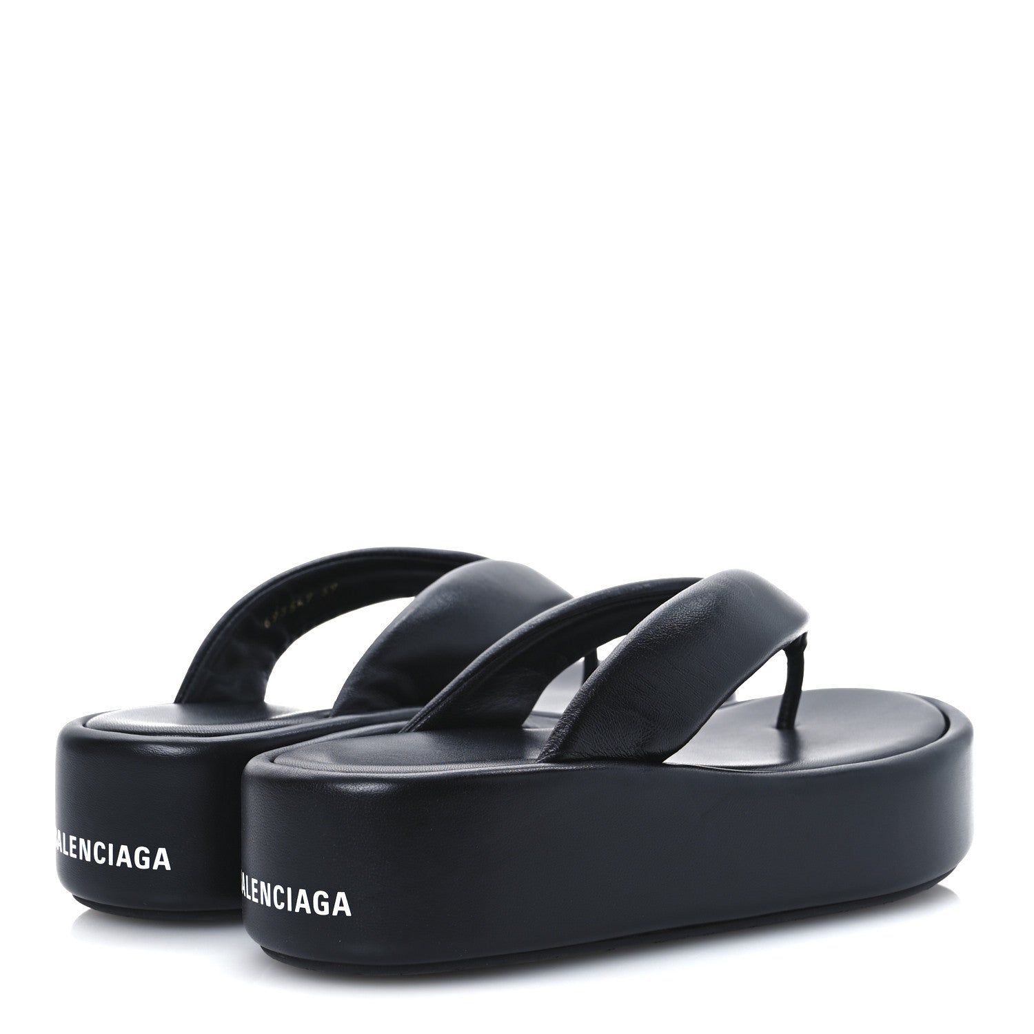 Balenciaga Smooth Nappa Logo Rise Thong Sandals 39 Black White 5 of 9