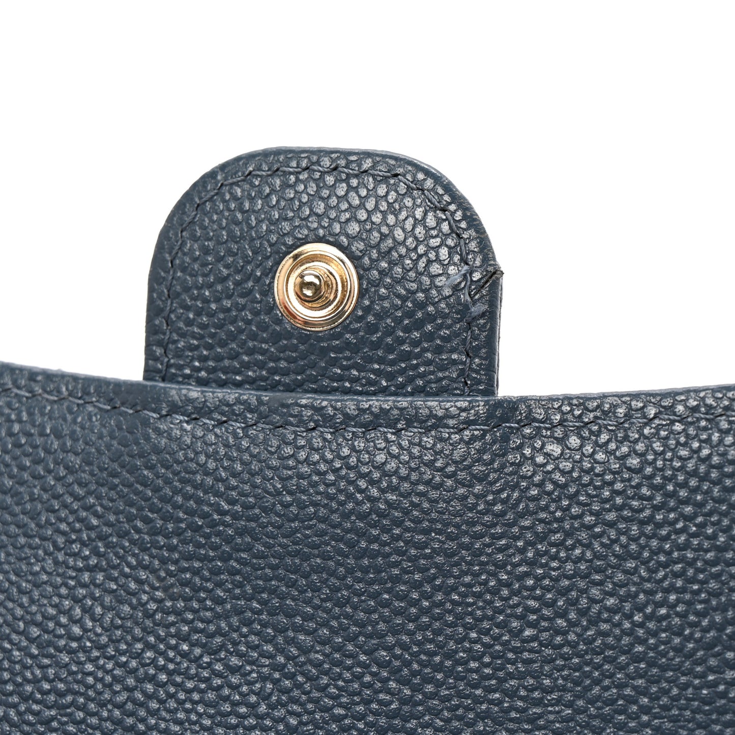 Caviar Quilted Medium Flap Wallet Dark Blue