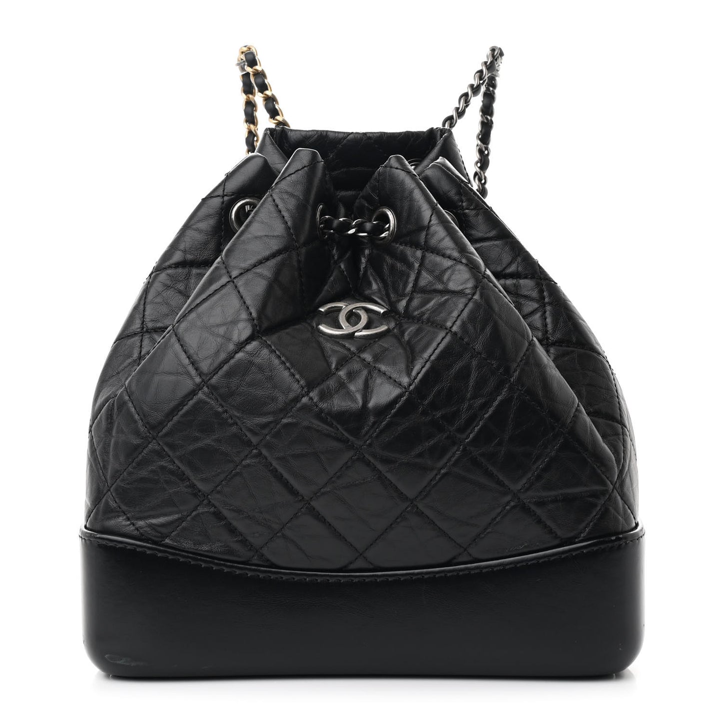 Aged Calfskin Quilted Small Gabrielle Backpack Black